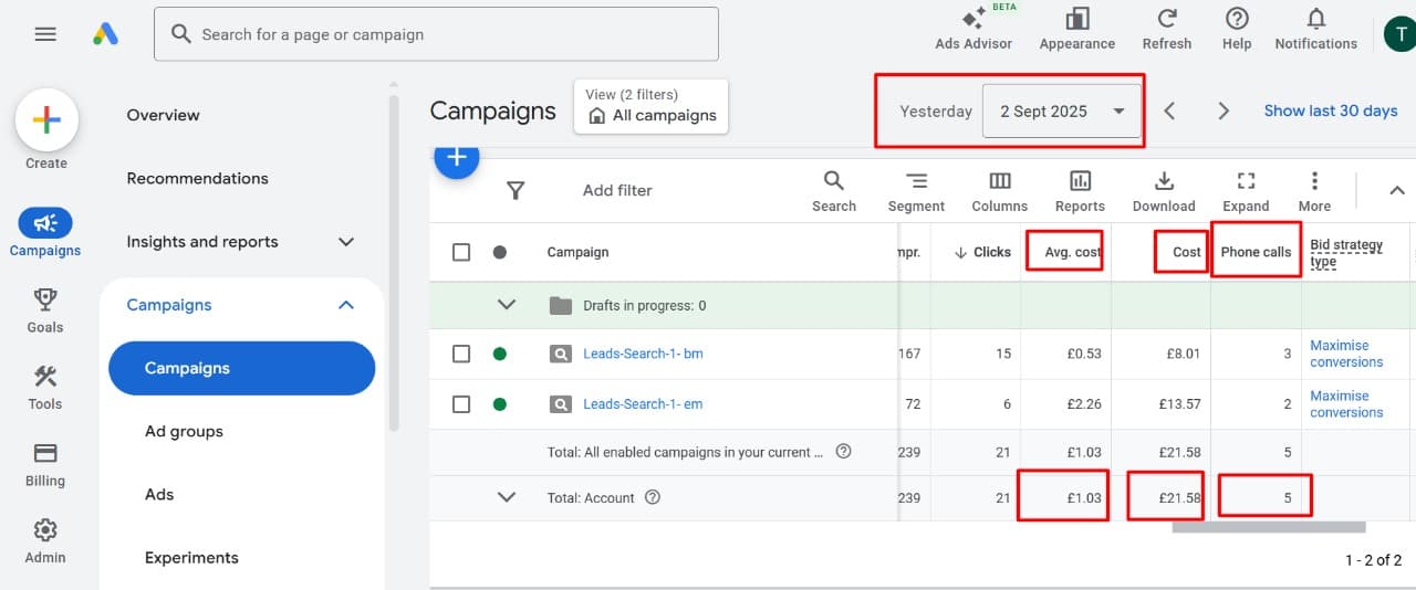 Google Ads Performance Optimisation