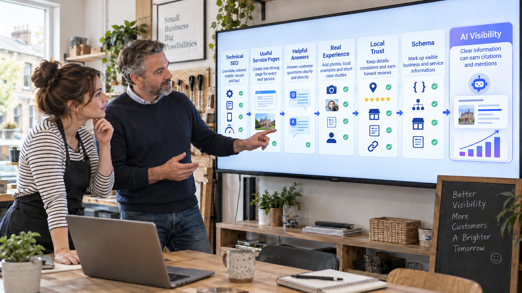 Seven-step process for improving AI visibility, from technical SEO to schema markup